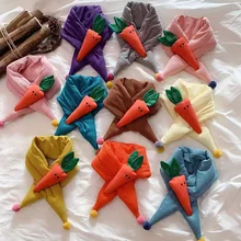 Милый красный шарф с морковным крестом, осенне-зимний мягкий теплый детский шарф