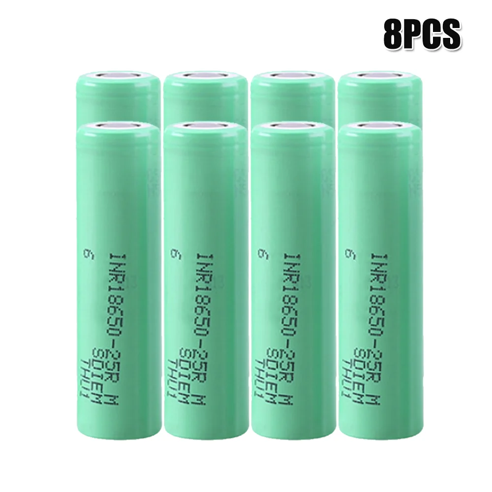 4 Pack of Authentic 25R 2500mAh 3.7V 20A Rechargeable Battery Flat Top for Flashlight 