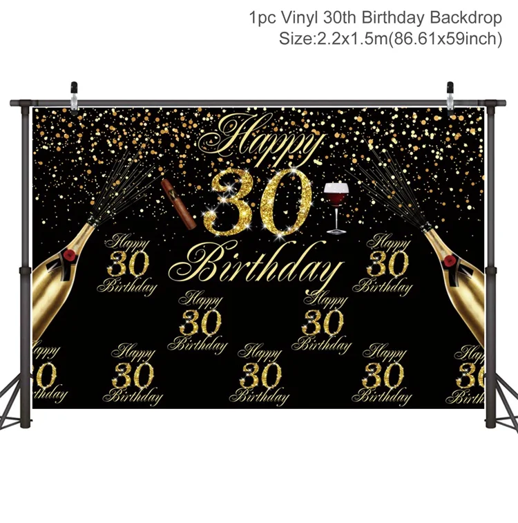 PATIMATE черный Золотой Фон Happy 30 40 50 день рождения украшения для взрослых 30th день рождения 40th 50th вечерние принадлежности для декора - Цвет: style 1