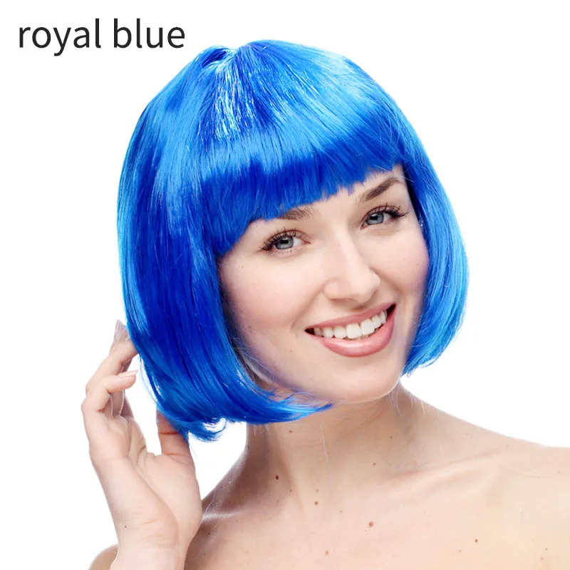 royal blue 1 шт. парик на Хэллоуин Многофункциональный боб парики костюм мяч Rave вечерние принадлежности красочные аксессуары для косплея домашних животных - Цвет: royal blue
