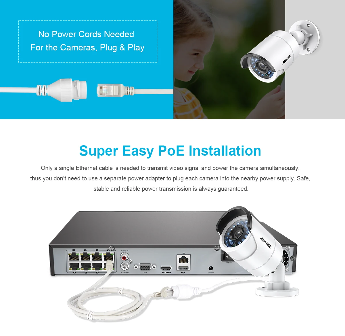 ANNKE 8CH 4MP POE видео система безопасности 4K NVR с 8 шт 4 мм 4MP Всепогодный ИК-вырез камеры ночного видения комплект камер видеонаблюдения для безопасности