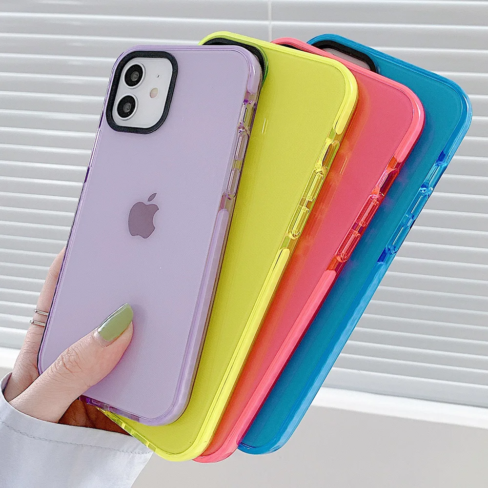 Neon Fluorescent Color Phone Case For Iphone 11 12 13 Pro Max Case For