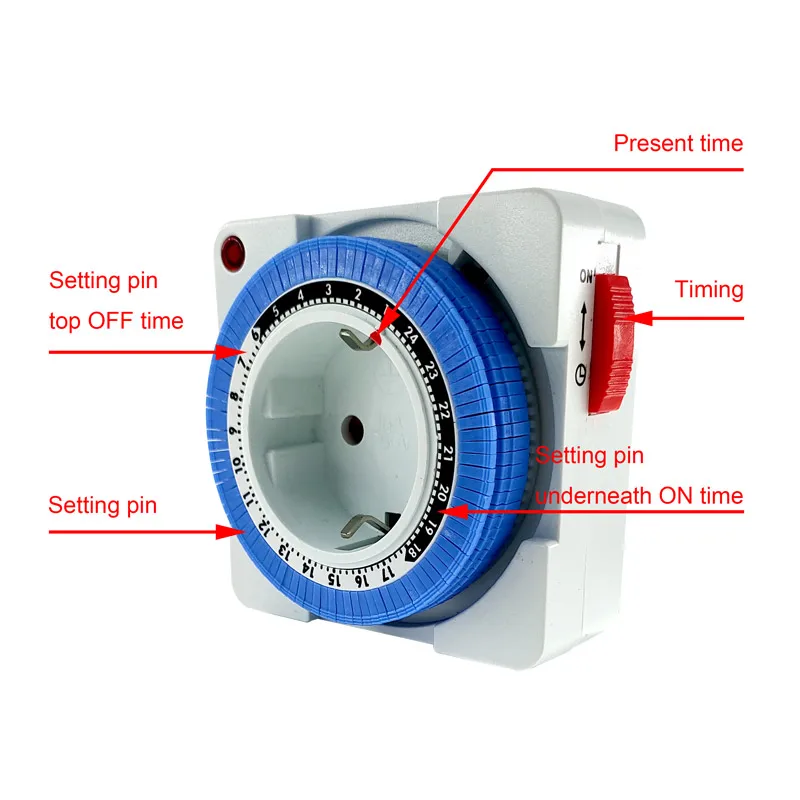 1PCS 24Hours Timer Switch EU Timer Plug in Mechanical Grounded Programmable  Smart Countdown Switch Socket Indoor Auto Power off waist measuring tape