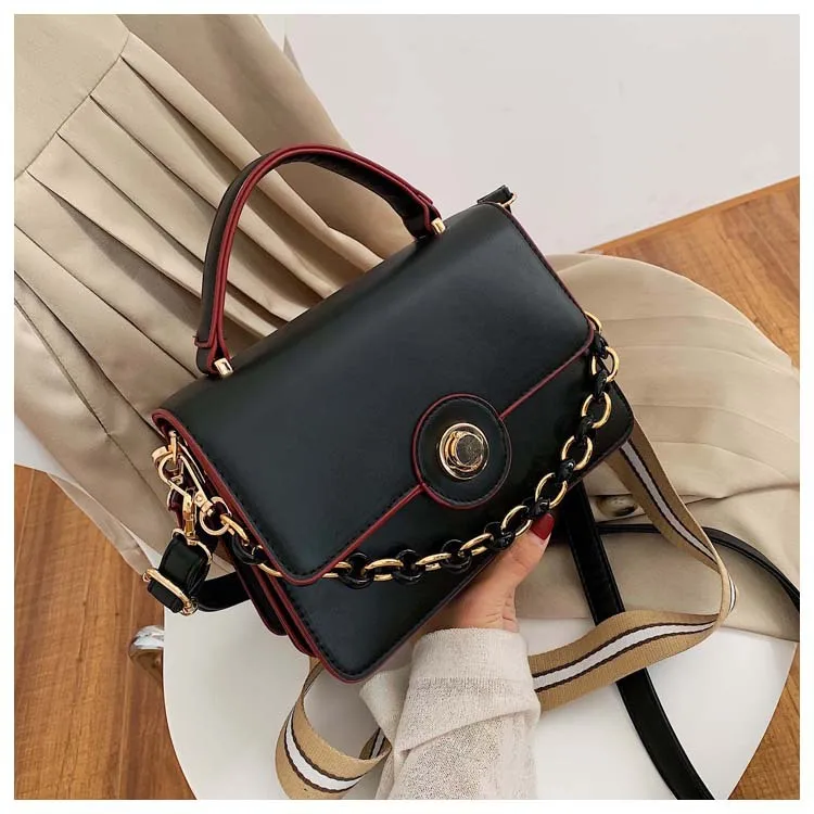 PU Leather Small Lock Flap Messenger Bags 2019 Luxury Vintage Handbags Retro Women Bags with Long Strap Black Satchel Tote Purse (8)