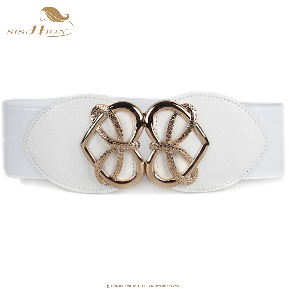 Белый SISHION Ladies Fashion Retro Decorative Waist Seal Wild Skirt Women's Elastic Belt Elastic Wide Belt SP0680 - Цвет: Белый