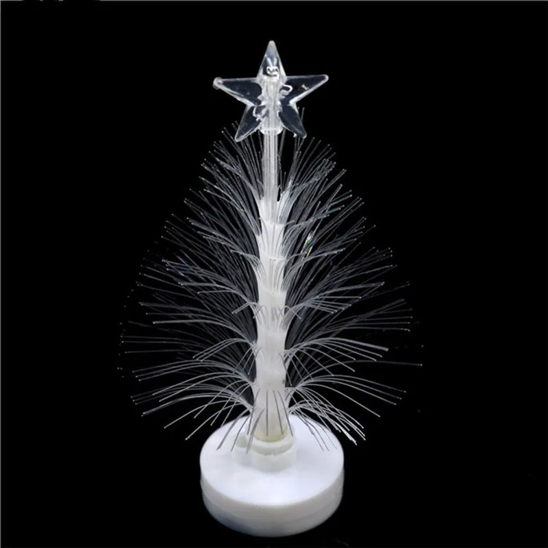 14*3.5cm Mini Fiber Optic Christmas Tree Night Light  Color Changing Decorative LED Lamp For Christmas Holiday Festival Party