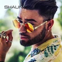 Винтажные очки shauna, женские солнцезащитные очки в стиле стимпанк, Ретро стиль, мужские круглые солнцезащитные очки в металлической оправе с зеркальным покрытием