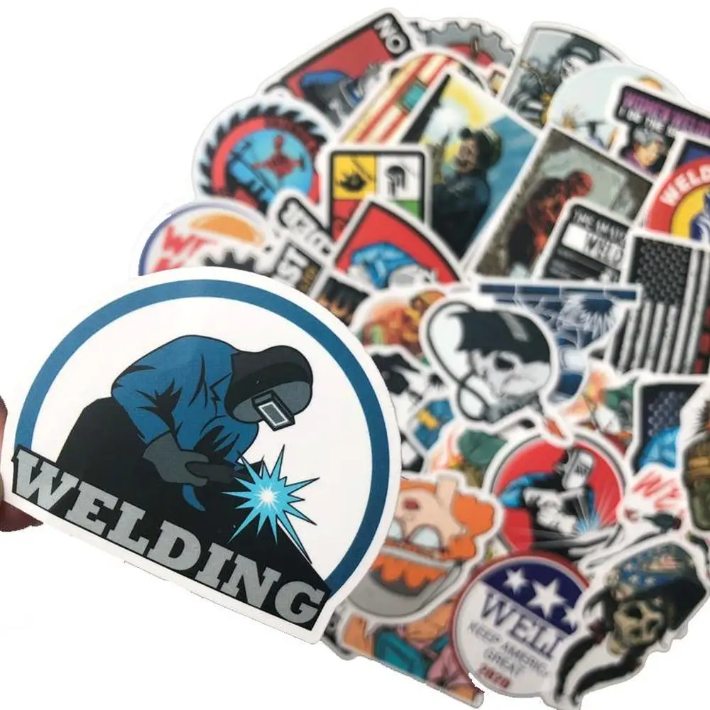 

50/10/5pcs Welding Worker Stickers Cartoon Graffiti Stickers Fashion Luggage Skateboard Waterproof Stickers Car Styling Decals