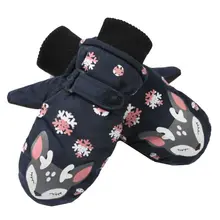 Детские ветрозащитные водонепроницаемые лыжные перчатки для мальчиков и девочек, теплые перчатки с теплой подкладкой со снежинками и оленями, Детские уличные перчатки для сноуборда