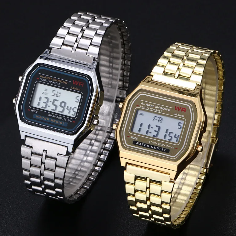 F91W Steel Strap Watch Vintage LED Digital Sports Military Watches Electronic Wrist Band Clock Ladies Valentine's Day Gift