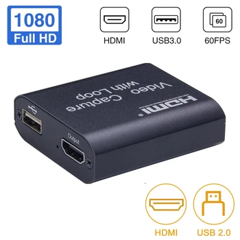 

USB 3.0 4K HDMI Video Capture Card 1080p Game Capture Card Recorder Box Device for Live Streaming Video Recording GT