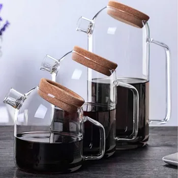 

Transparent Glass Cold Kettle with Lid Tea Water Jug Large Capacity Heat-resistant Juice Pot Frosted Cork Cup Home Drinkware