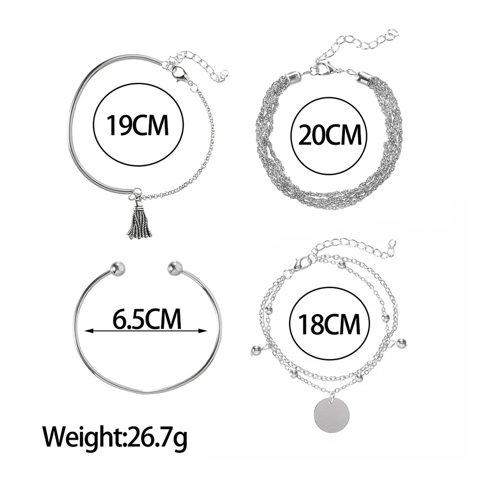 Богемный модный простой глянцевый многослойный браслет с кисточками женский