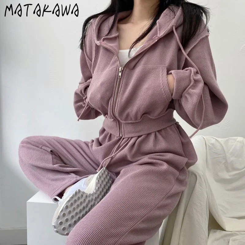 MATAKAWA Корея Chic осень зима конфеты Цвет пальто с капюшоном для девочек + юбка