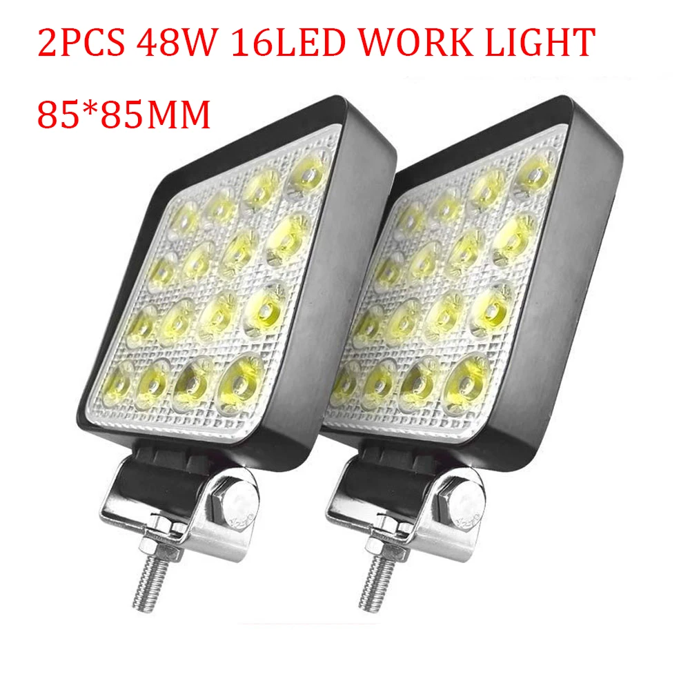 2PC 16LED 48W HITWH 27 Вт 48 Вт светодиодный головной светильник s противотуманный светильник s рабочий светильник Точечный светильник водонепроницаемый пылезащитный для внедорожников грузовиков ATV транспортных средств - Цвет: 2PC 16LED 48W