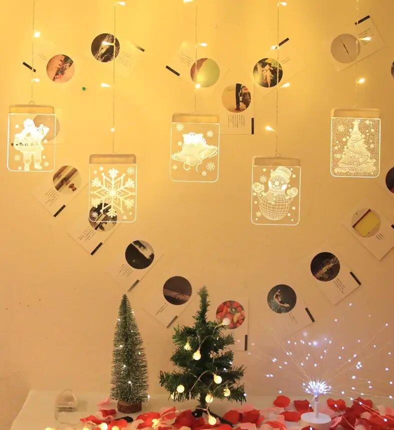 

LED Christmas decoration light Warm white Santa Claus Bell Snowflake Garland Home Christmas Wedding Party Decoration