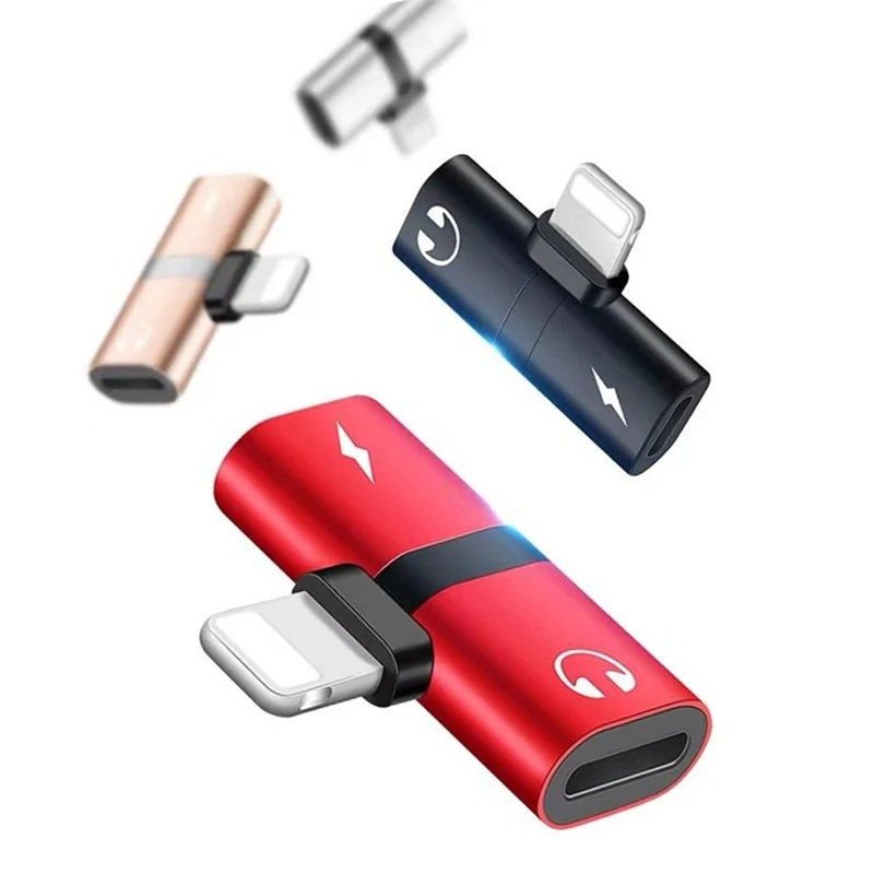 Металлический 2 в 1 сплиттер аудио адаптер зарядный разъем для iPhone 8 7 6 Plus X XR XS 11 Pro