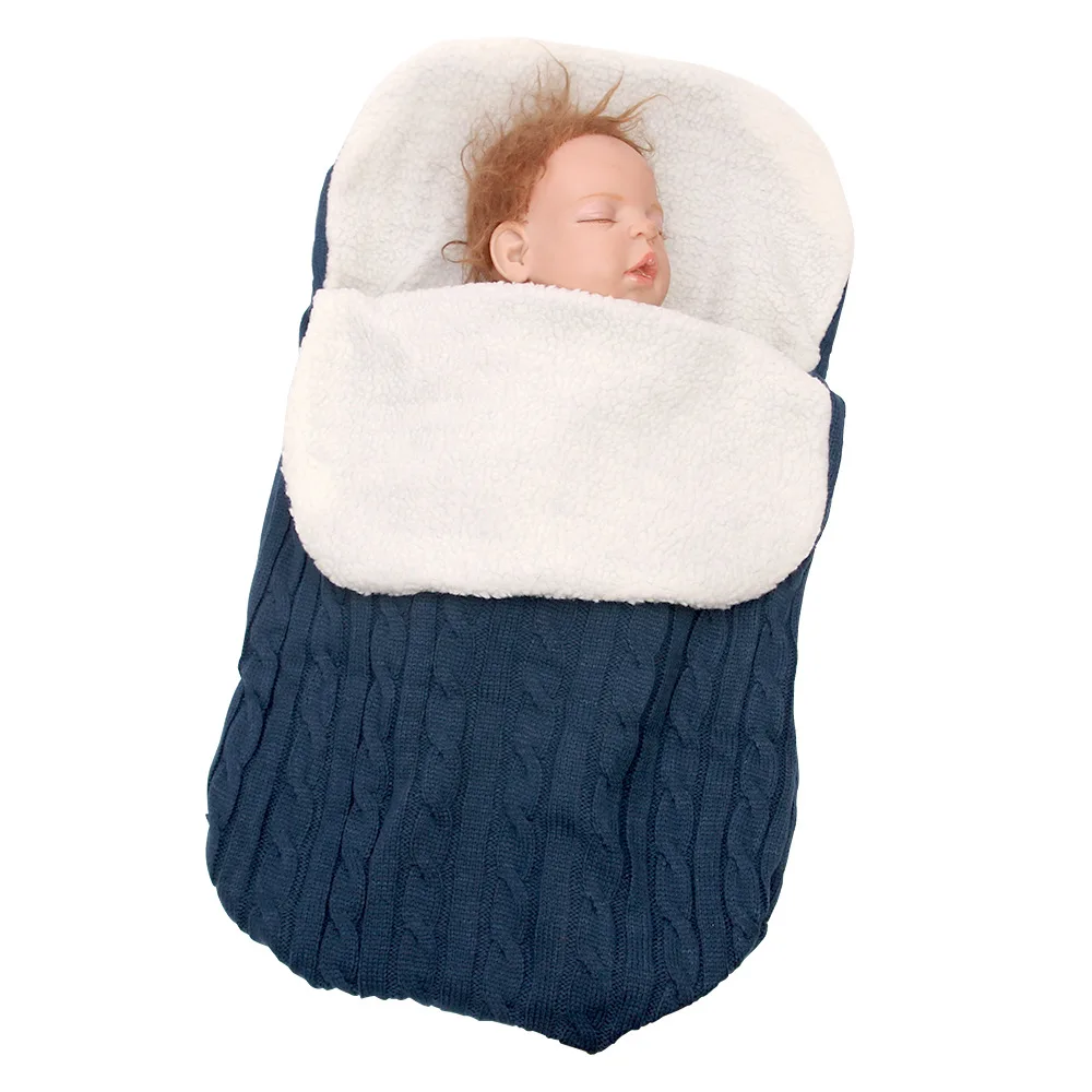 2018 Зимние трикотажные утолщаются пеленка для сна для малышей однотонные теплые коляски новорожденных спальный мешок мягкий конверт