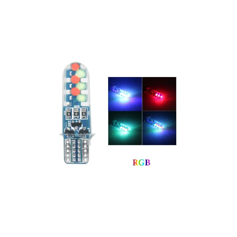 2 шт. T10 w5w Автомобильный светодиодный лампы 194 w5w 12SMD со стробоскопической вспышкой для Canbus без ошибки силиконовый светодиодный светильник разрешение на парковку номерного знака КУПОЛ 12V - Испускаемый цвет: RGB