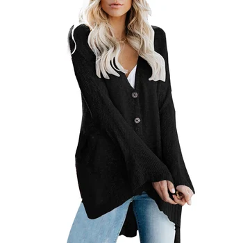 

Solid Color Women Knitted Cardigan Coat Women's Tops Knit Shirt Single Breasted Casual Pagoda Sleeve Thin Fashion Female Tops