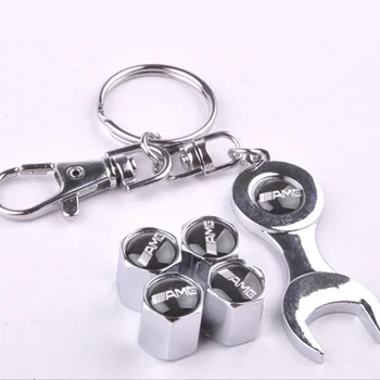 

4 pcs Car Wheel Tire Valve cap Tyre Stem Air cover and wrench For AMG Car styling