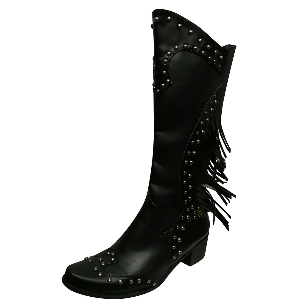 womens black fringe boots