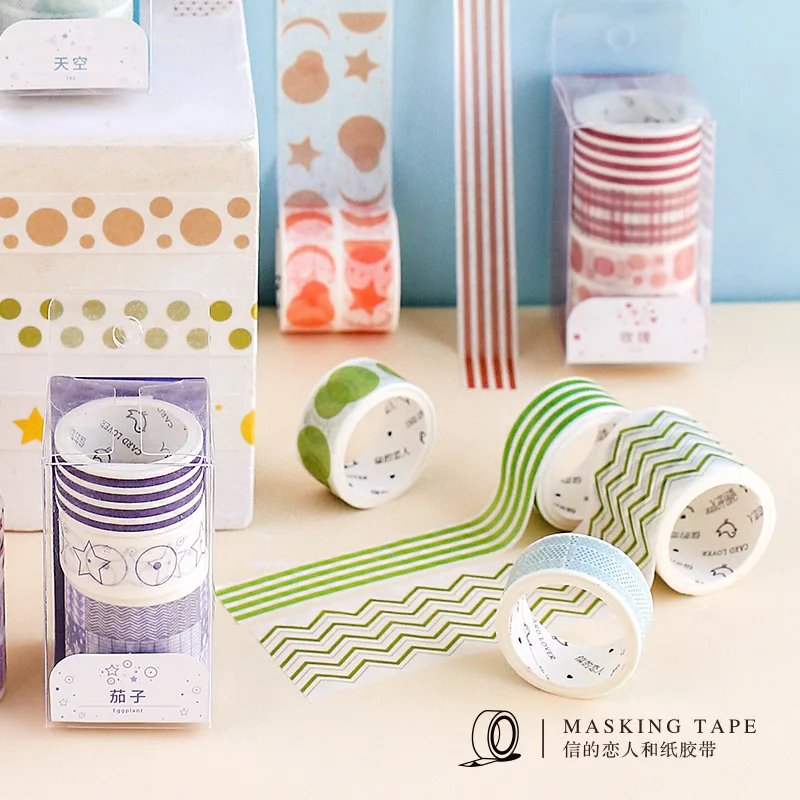 

Kawaii Basic Decorative Stickers Scrapbooking Grid Slim Color Japanese Bullet Journal Washi Tape Set Masking Tape Stationery