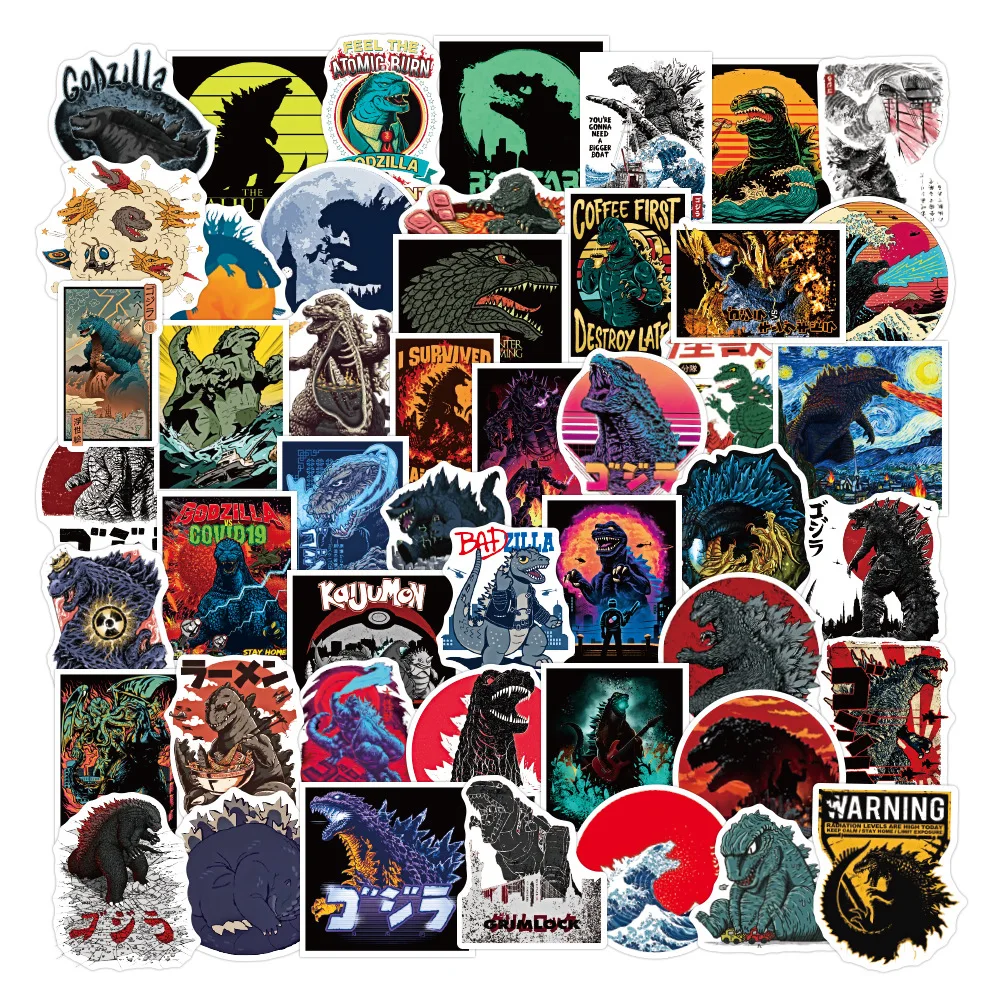 50Pcs Godzilla Stickers Cartoon Graffiti Anime Sticker Water Cup Computer Luggage Waterproof Diy Decals Child Toy Christmas Gift | Игрушки и