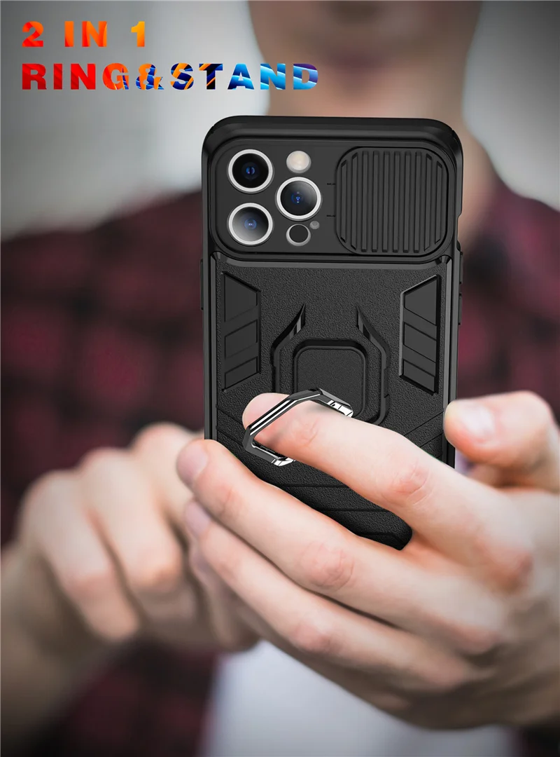 best iphone 13 mini case Armor Shockproof Phone Case For iPhone 13 Pro Max 12 11 Pro XR XS Max X 7 8 Plus 11Pro Camera Protection Ring Holder Back Cover iphone 13 mini flip case