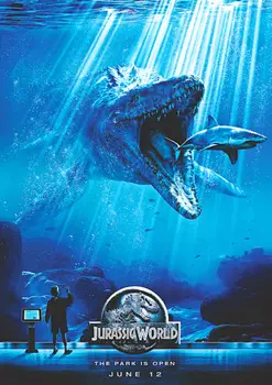 

Jurassic World Poster, Movie Silk poster Decorative Wall painting 24x36inch