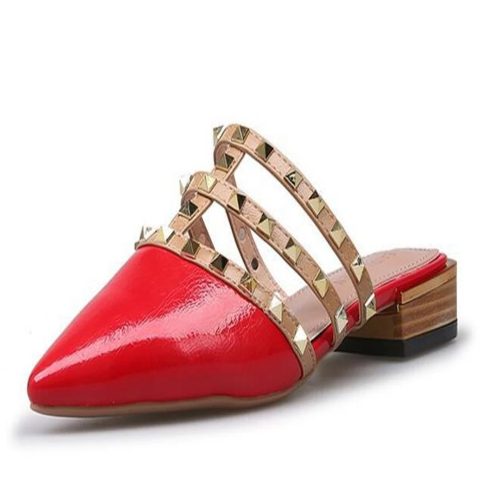

Womens Rivets Sandals Back Strap Mixed Colors Point Toe Sandals Dress Office Pumps High Heeled Sandals Zapatos Mujer y1163