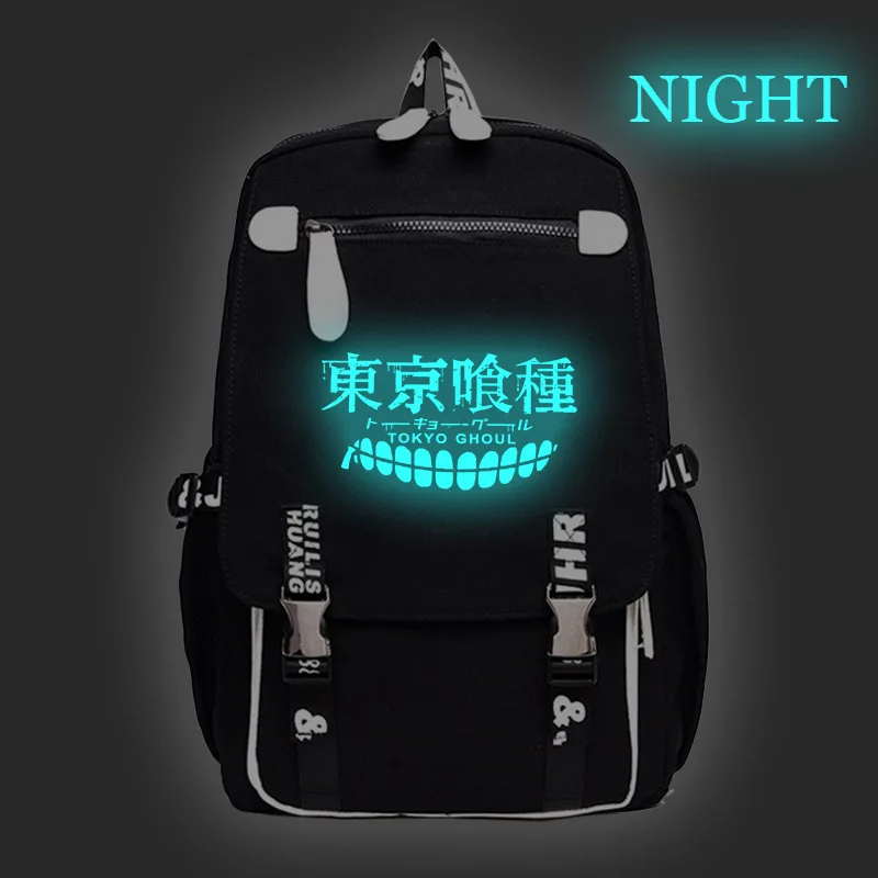Tokyo Ghoul Kaneki Ken Anime Designer Backpack Bag Book Bag School Travel Laptop Bags Metal Button Front Zipper Canvas Mochila
