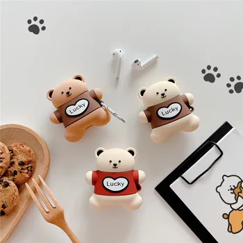 

Lucky Bear Cartoon for Airpods Case Cover for Silicone Earphone Protective Case Box Wireless Headphone Case for Airpods 1 2