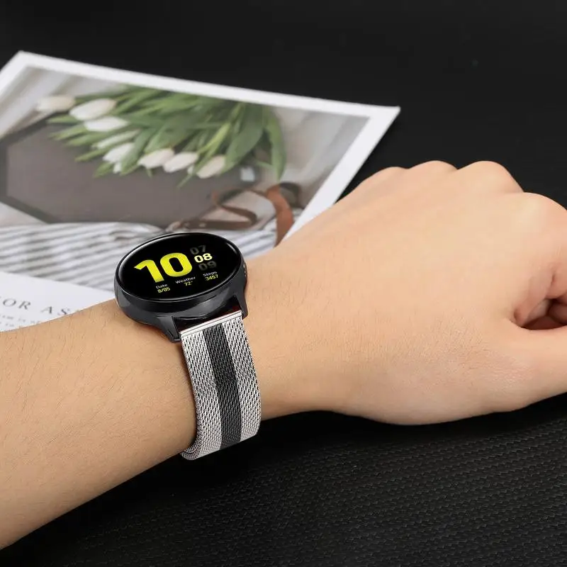 Миланский ремешок для часов samsung Galaxy Watch Active 2 40 мм 44 мм быстросъемный ремешок из нержавеющей стали