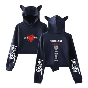 

2019 Kpop MOMOLAND Album Show Me I'm So Hot print fashion trend sala Cat Crop Top Women Hoodies Sweatshirt Sexy hot clothes