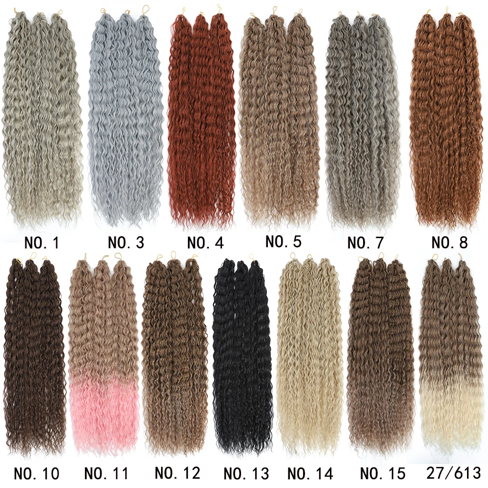 YunRong Synthetic Curl Hair Soft Braiding Extension 30 Inches Crochet Hair Long Water Wave Ombre Color Hair