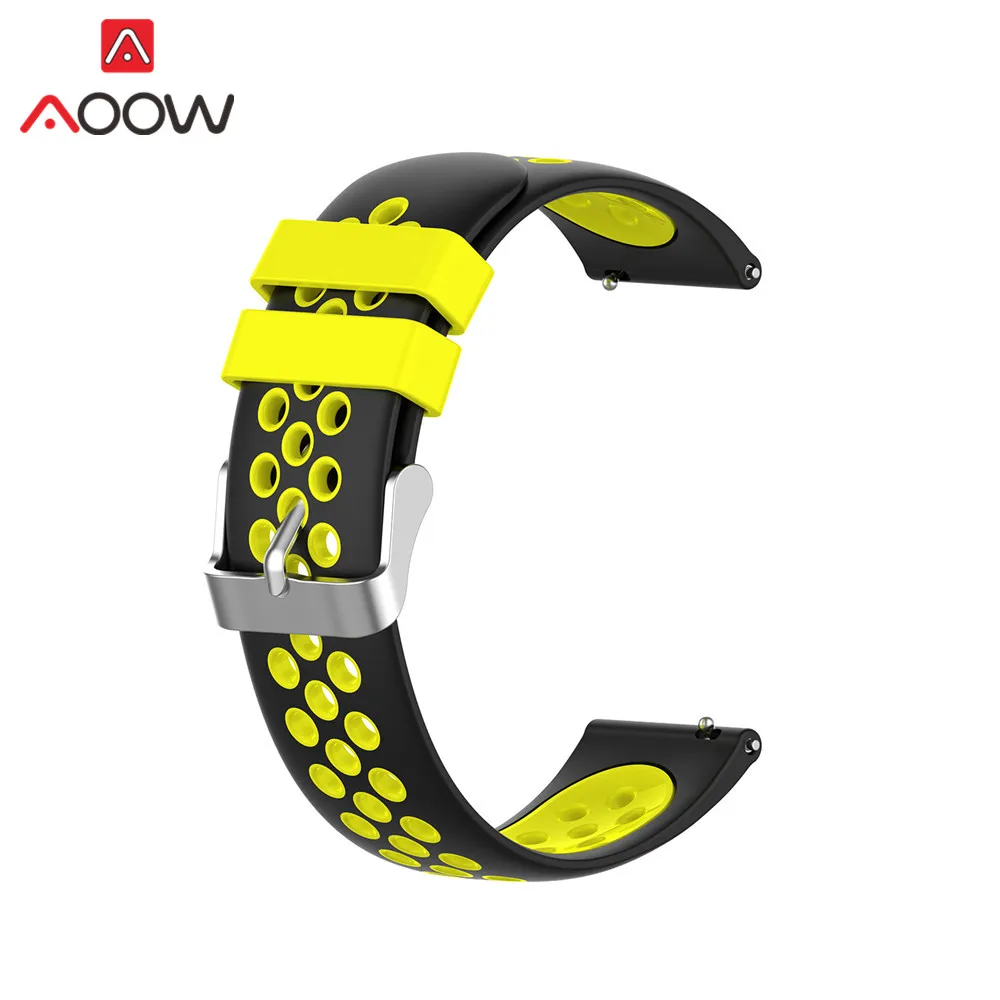 Black yellow 22 мм силиконовый спортивный ремешок для samsung Galaxy Watch 46 мм SM-R800 20 мм Amazfit BIP ремешок для gear S2 браслет быстродействующий контакт - Цвет ремешка: Black yellow