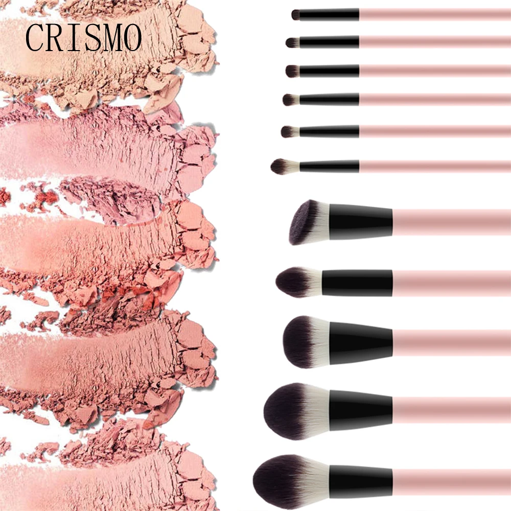 CRISMO 11pcs Makeup Brushes Set Professional Cosmetic Complete Eyeliner Eyeshadow Brow Make Up Brushes Foundation Powder 2