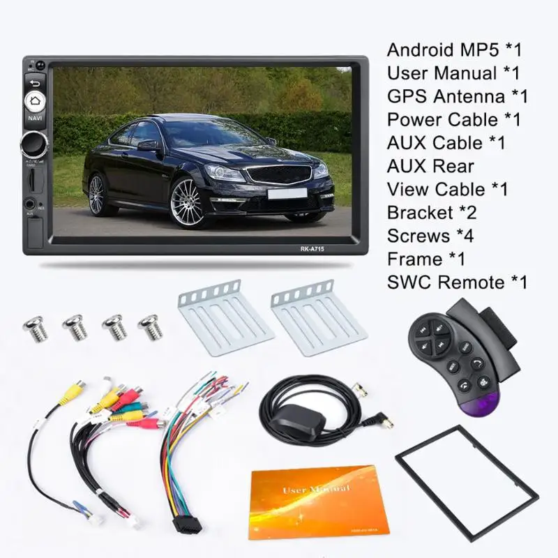 A715 7 inch Android 8.1 Car In-Dash Stereo BT WIFI GPS Head Unit MP5 Player Support Internet Application Download Video
