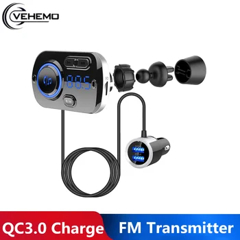 

Bluetooth 5.0 QC 3.0 Universal FM Transmitter Colorful Atmosphere Lights Car Charger Car Kit Car Phone Charger Power-Off Memory
