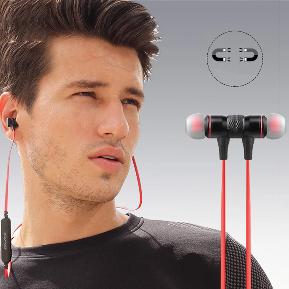 Магнитные наушники вкладыши Awei A920BL с шумоподавлением беспроводные Bluetooth