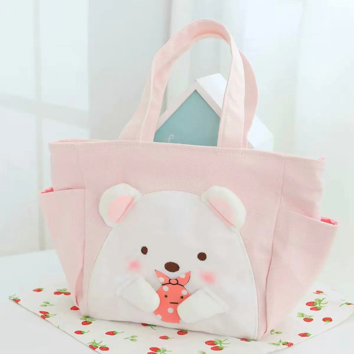 Cartoon Sumikko Gurashi Anime Cute Melody Student Portable Tote Food Picnic Bags Zipper Plush Lunch Bag for Children Handbag New
