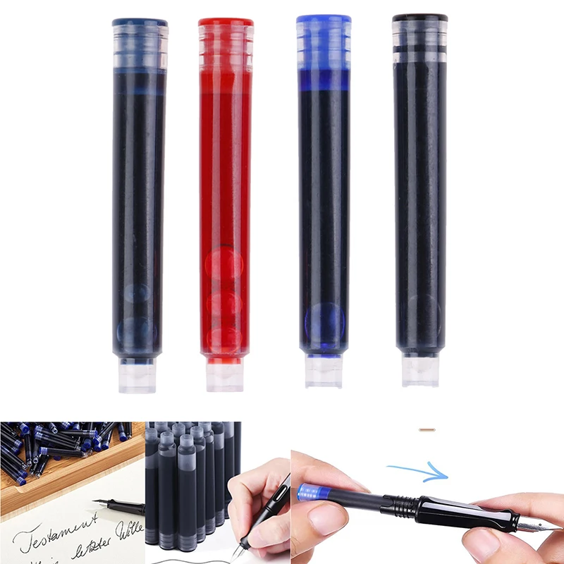 

10Pcs Pen Ink 3.4MM Black Dark Blue Red Standard replacement GIFT Disposable Fountain Pen ink