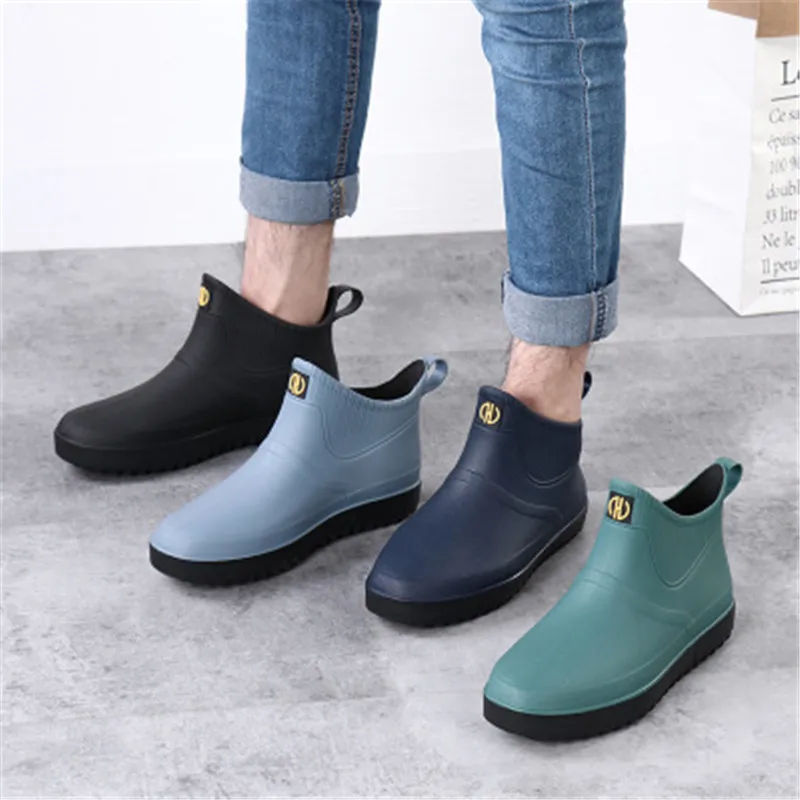 Botas cortas impermeables para hombre, zapatos impermeables antideslizantes, de goma, para cocina, pesca -