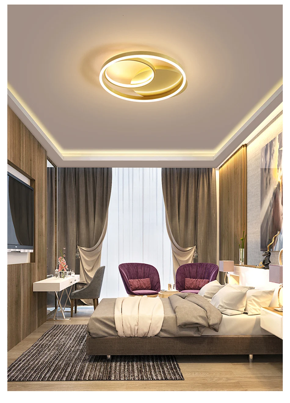 Люстра, современный стиль, лампа для спальни, для учебы, потолочный светильник, Золотой светодиодный светильник для гостиной, лампа для дома