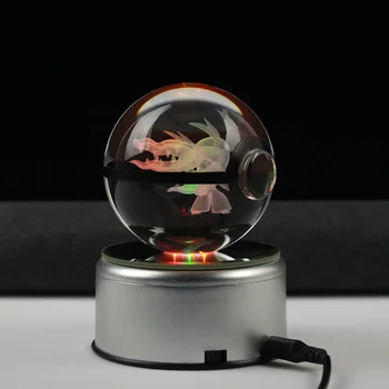 

LED Night Light 3D Pokemon Mega Mawile Cartoon Figures Table Lamp Pokeball Paperweight Crystal Gifts Birthday