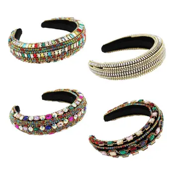 

Baroque Tiaras Wide Headband Luxurious Color Crystal Hair Hoop Female Girls Headwear Accessories