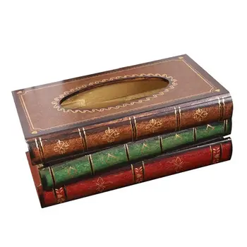 

1 PC Retro Style Tissue Box Book Shape Tissue Box Wooden Container Tissue Holder Case For Home Office Decoration (Random Color)
