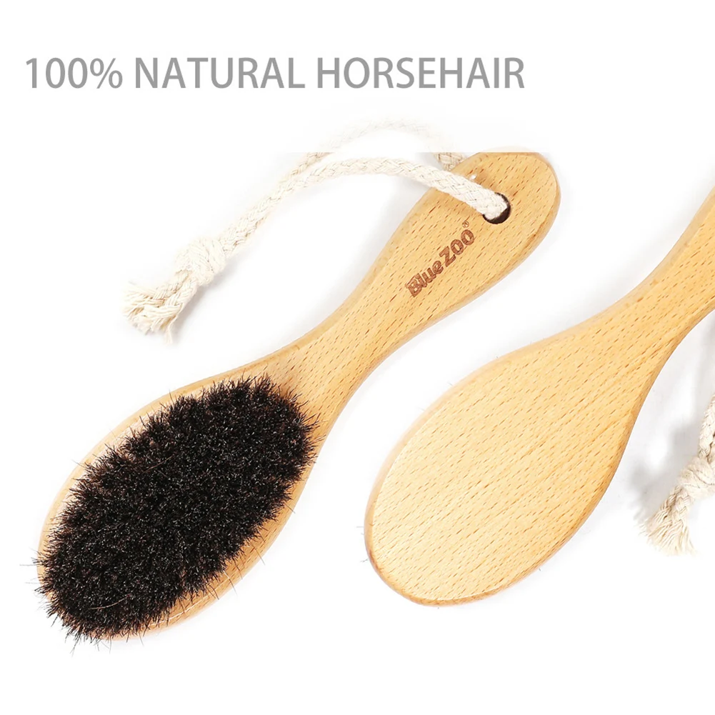 Multifunctional Wood Handle Horse Hair Bristles Leather Shoe Body Beard Brush Beard Mustache Brush Hair Styling Accessories