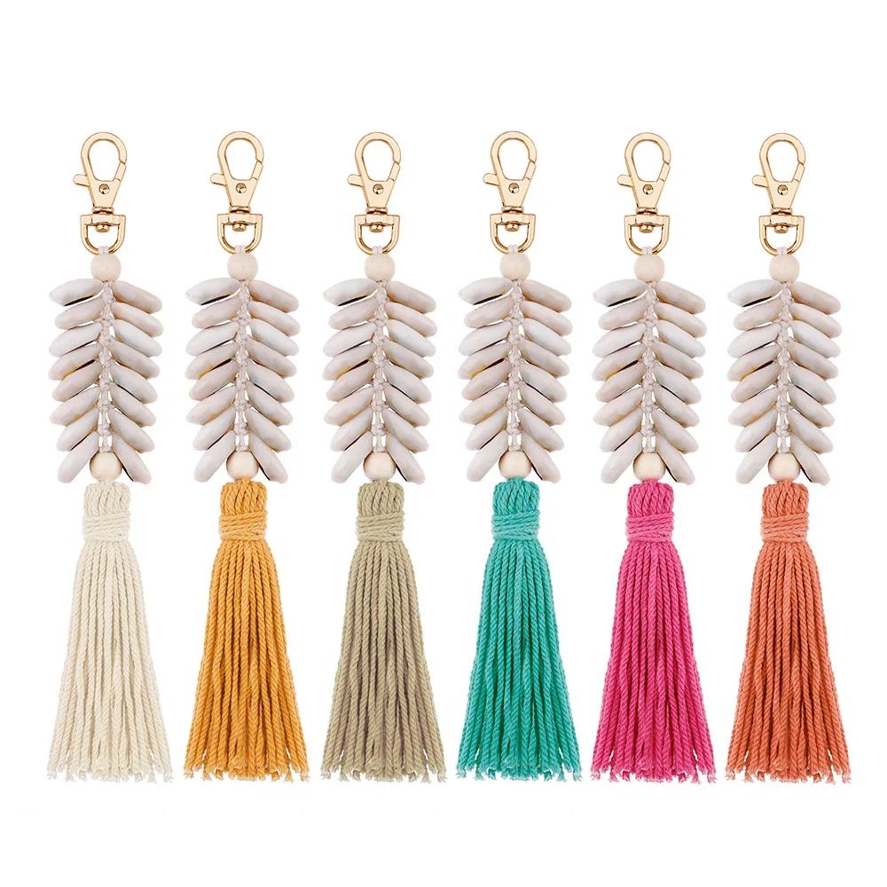 

2020 New Style Ocean Wind Tassel Key Chain Fashion Conch Shells Handbag Pendant Handmade DIY Decoration keychains wholesale